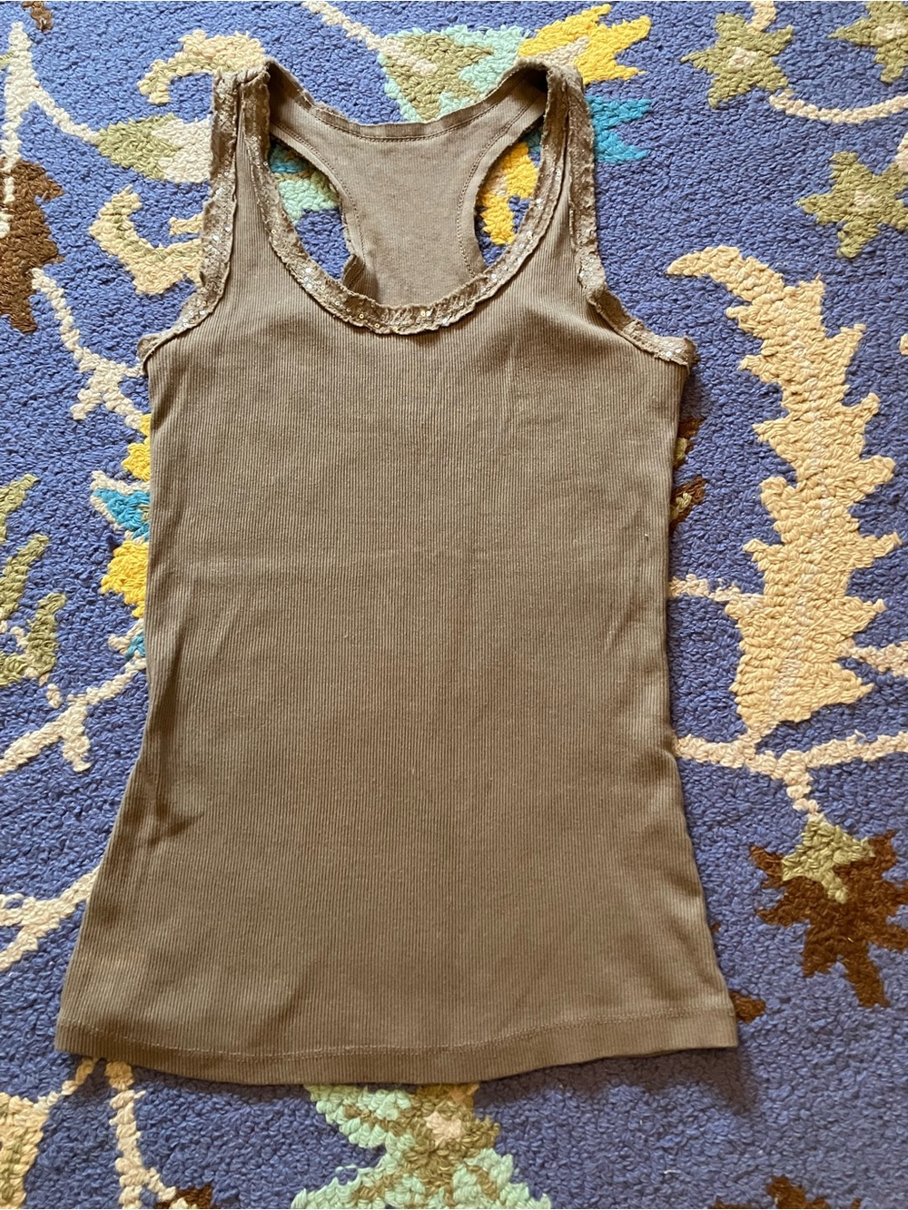 Ribbed Racerback Tank Top in  Khaki